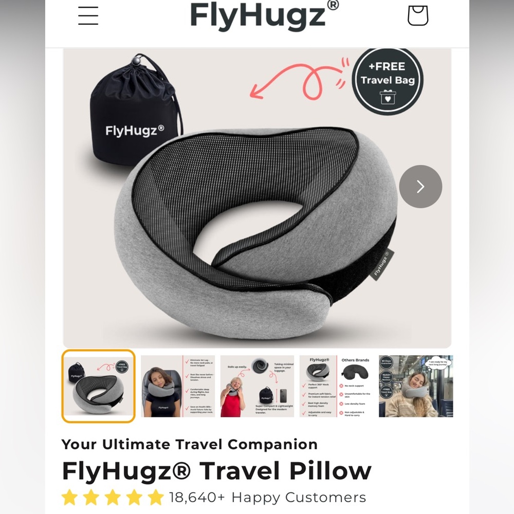 Gray Travel Pillow